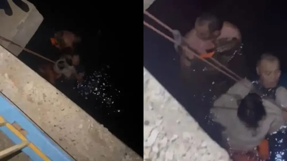 Девушка оказалась в ледяной воде в Аркалыке: спасение попало на видео