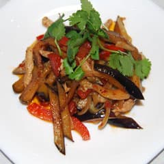 Мясо, перец, баклажаны